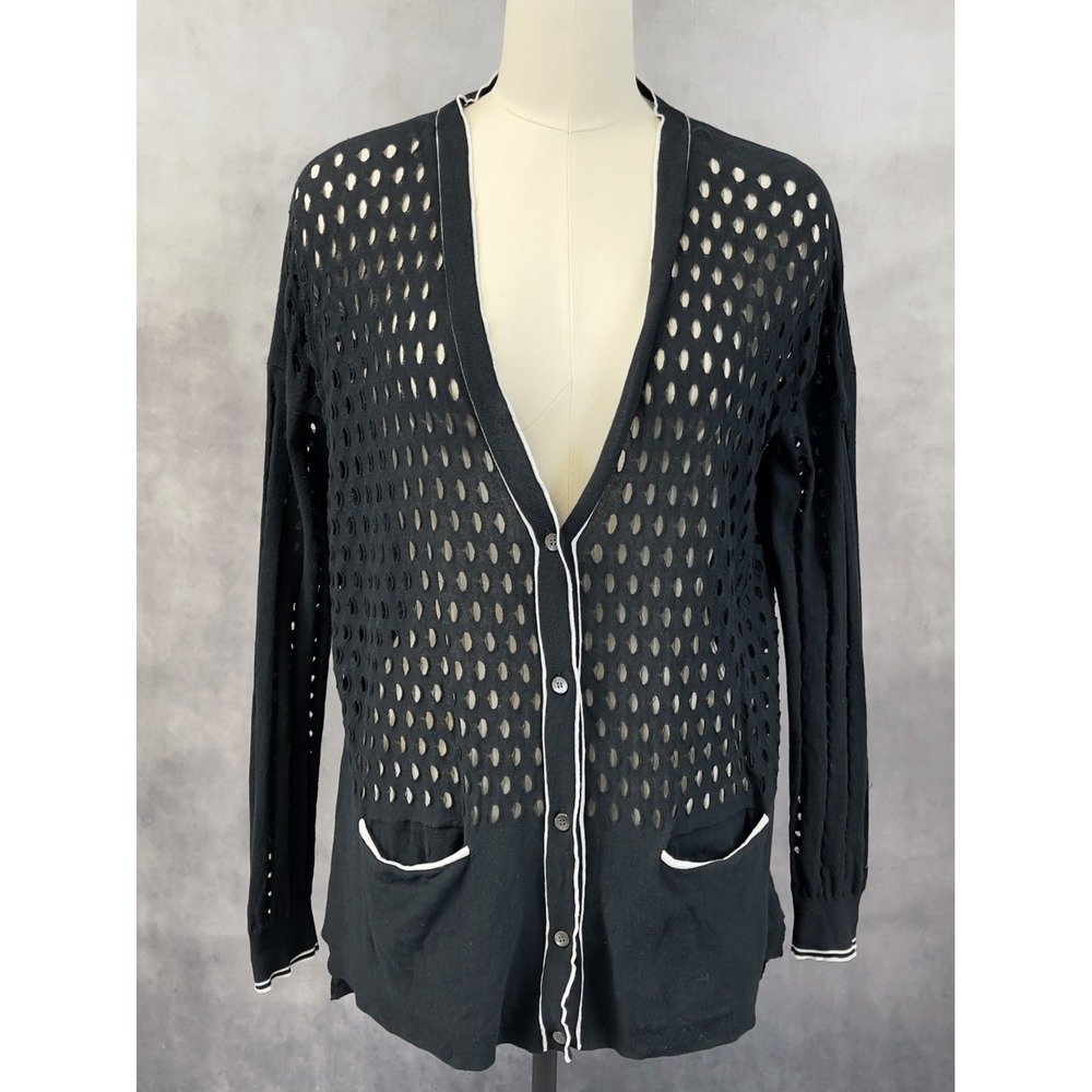 L.A.M.B. Gwen Stefani Cardigan Sweater Women Large Holey Perf Indie Y2K Alt Goth